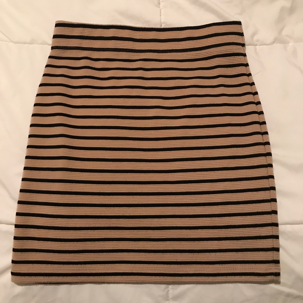 Brown with black strip skirt